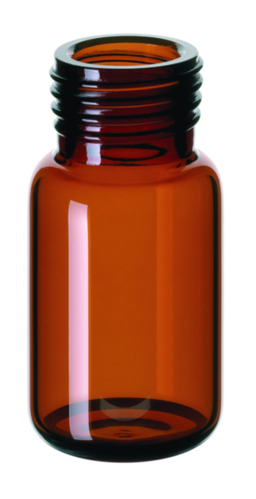 Headspace vials w. screw neck, LLG, N 18 precision, rounded bottom, 10 mL, amber