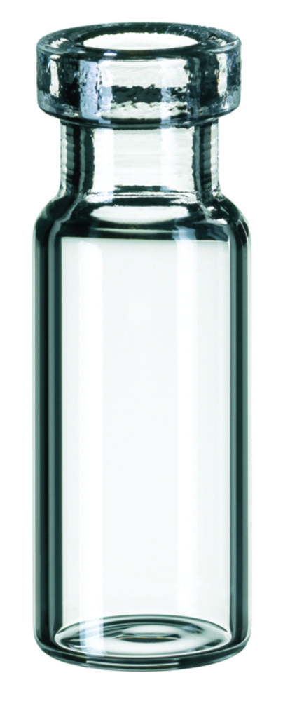 Vials w. crimp neck, LLG, N 11 crimp, wide opening, flat bottom, 1,5 mL, clear