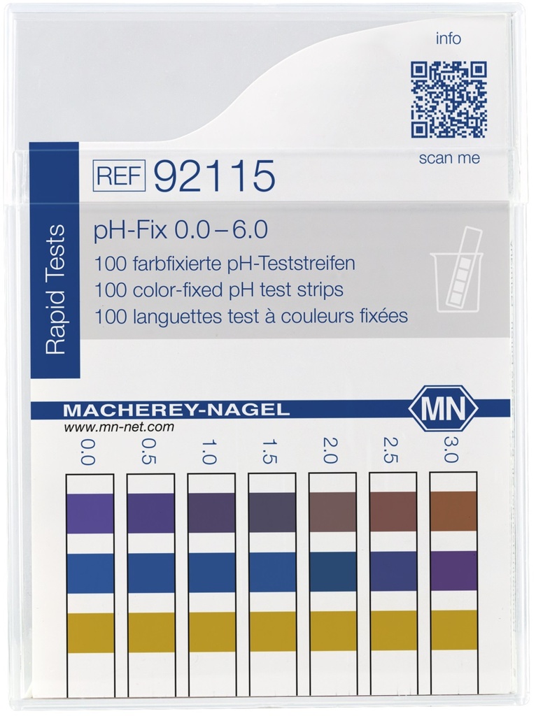 [1571742] pH indicator paper, Macherey-Nagel pH-Fix, strips, pH 0 - 6, 100 pcs