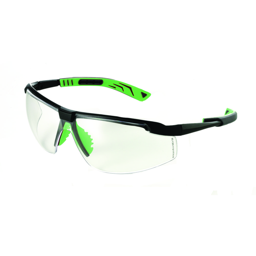Safety glasses, LLG Comfort, black/green frame, clear lenses