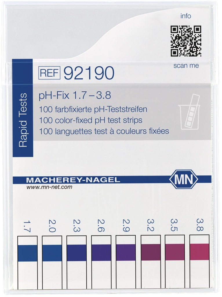 [1571750] pH indicator paper, Macherey-Nagel pH-Fix, strips, pH 1,7 - 3,8, 100 pcs