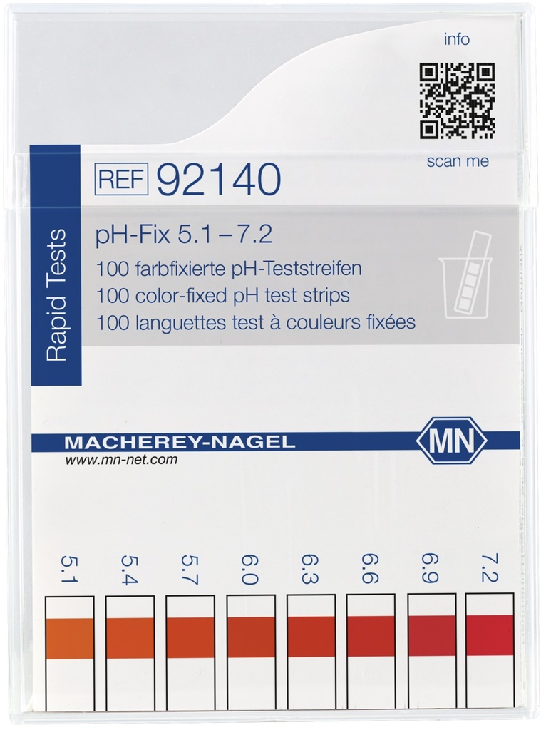 pH indicator paper, Macherey-Nagel pH-Fix, strips, pH 5,1 - 7,2, 100 pcs
