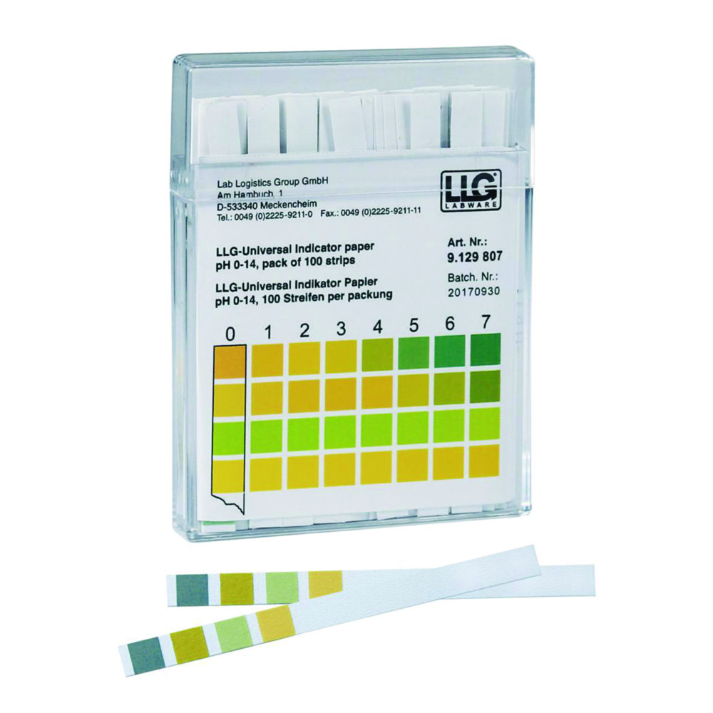 [6322832] pH indicator paper, LLG Universal, strips, pH 5,5 - 9, 100 pcs