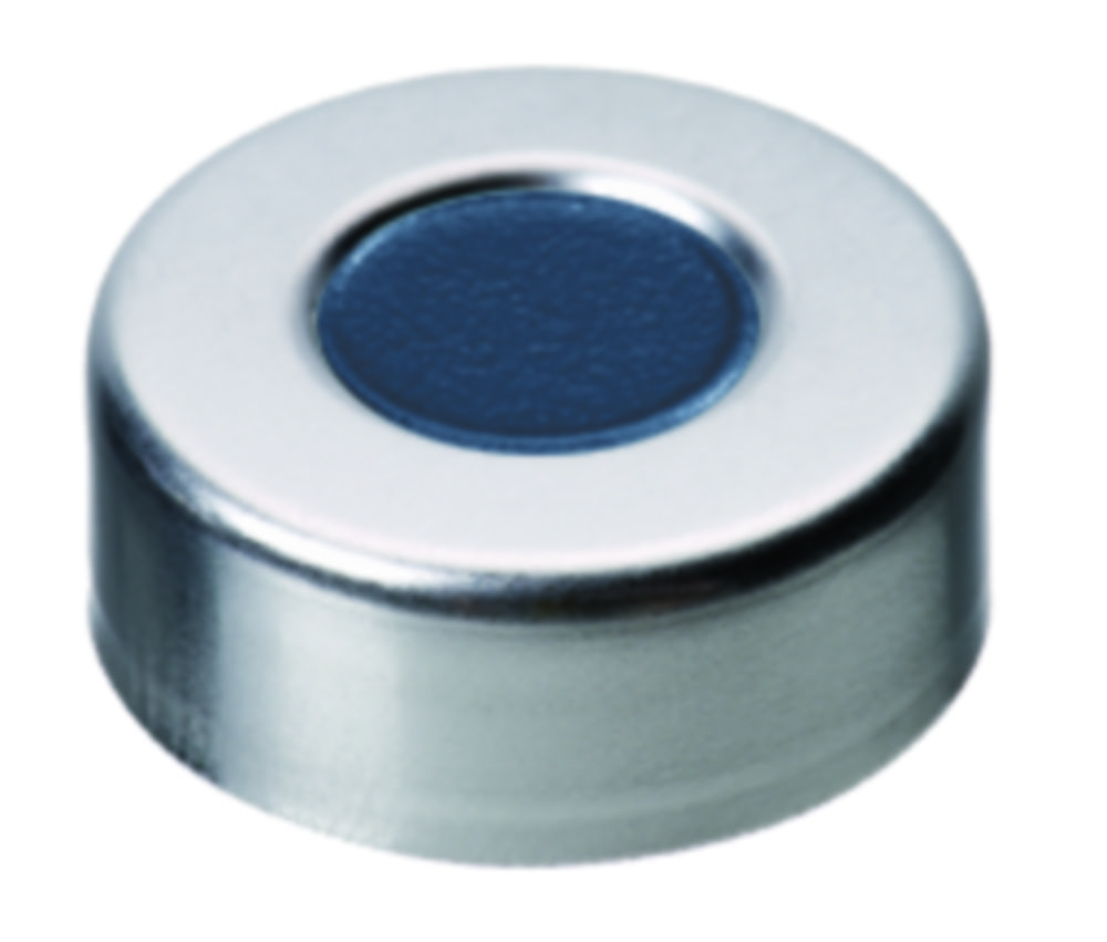 Crimp seals, LLG, N 20, alu w. hole, silver, butyl/PTFE 50 A, Pharma-Fix