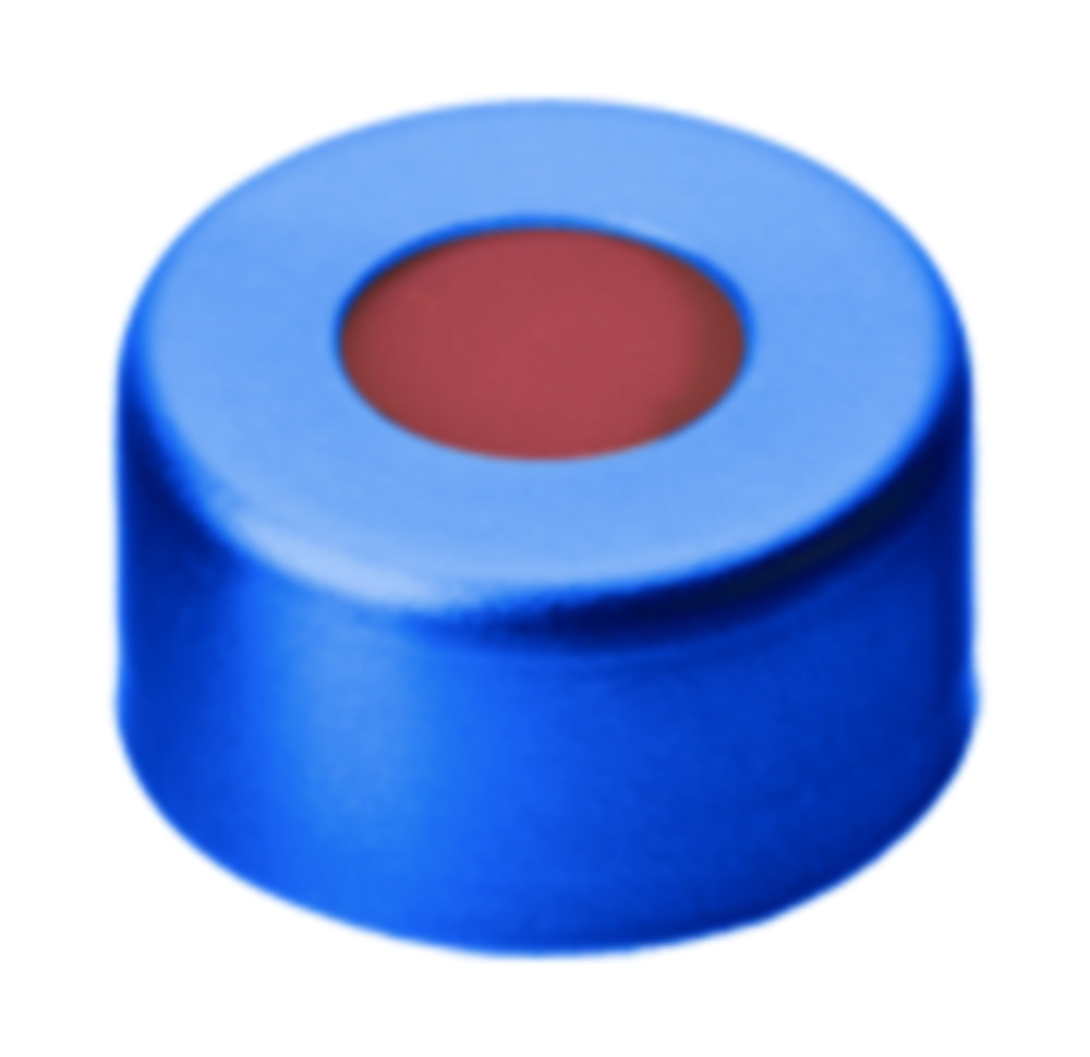 Crimp seals, LLG, N 11, alu w. hole, blue, rubber/butyl/PTFE 45 A