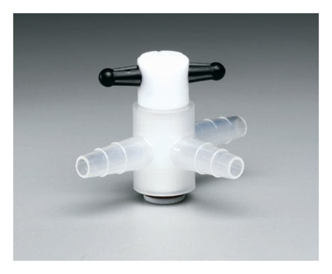 Three-way valves, PP/TFE, bore 4 mm