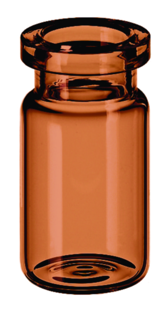 Headspace vials w. crimp neck, LLG, N 20 DIN crimp, flat bottom, 5 mL, amber