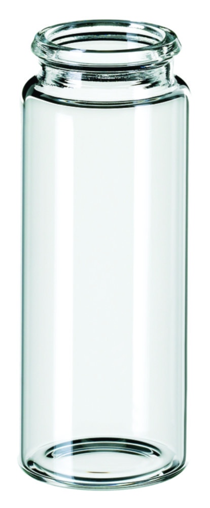 Vials w. snap neck, LLG, N 22 snap cap, flat bottom, 25 mL, clear