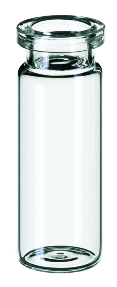 Headspace vials w. crimp neck, LLG, N 20 crimp, flat bottom, 10 mL, clear