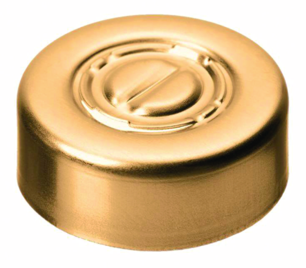 Crimp seals, LLG, N 20, alu w. center tear-off, gold, butyl/PTFE 50 A, Pharma-Fix