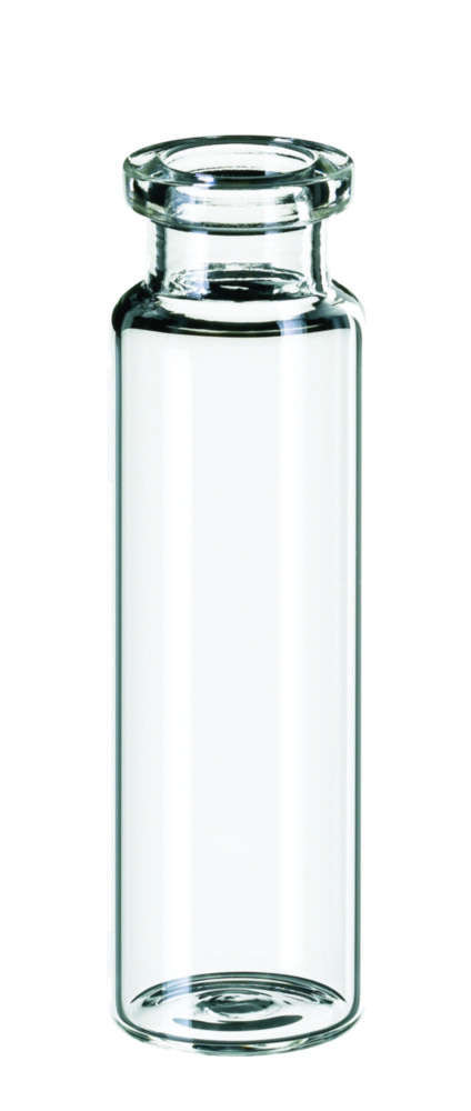 Headspace vials w. crimp neck, LLG, N 20 DIN crimp, flat bottom, 20 mL, clear