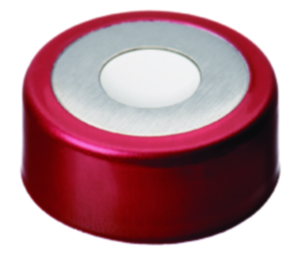 Crimp seals, LLG, N 20, magnetic bi-metal w. hole, red/silver, silicone/PTFE 60 A