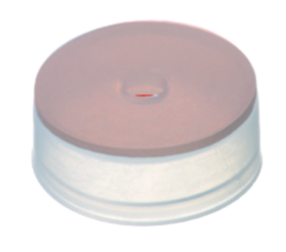 Crimp cap, LLG, N 20, PE for vials with HS top, w. hole, butyl/PTFE 55 A