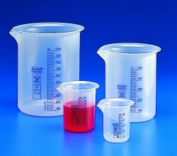 Griffin beaker 500ml, blue gra duation PP, low for