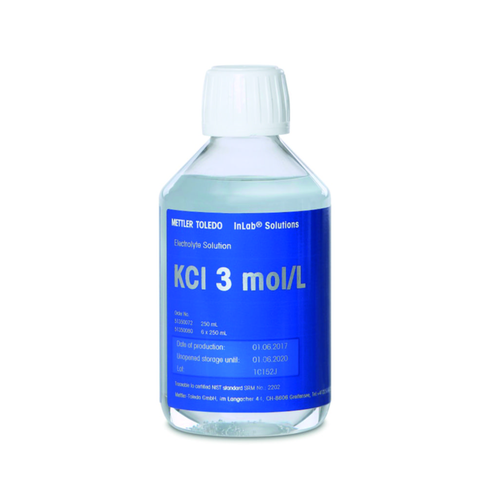 Electrolyte, Mettler-Toledo, KCl, 3M, 250 mL