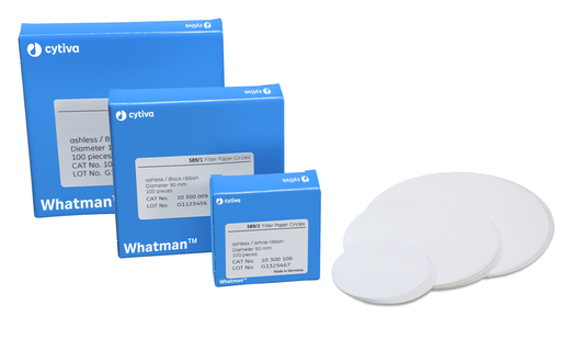 Filter circles, Whatman, quantitative, Grade 589/2, White Ribbon, Ø55 mm, 4-12 µm, 100 pcs