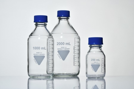 BlueCap bottle with blue GL45 lid, 2000 ml, 10/pac