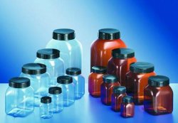 [9073055] Square, wide neck containers, clear or amber rigi