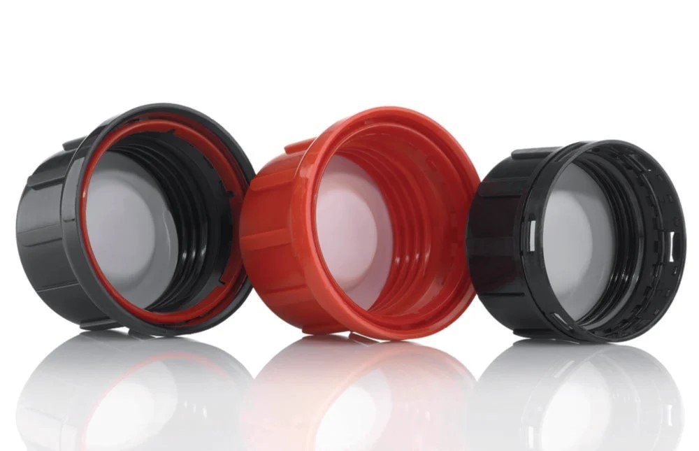 Bell cap, black, PP teflon cup -shaped liner, red
