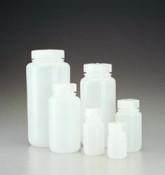 Wide-mouth bottles PE-HD, PP screw cap, 250 ml