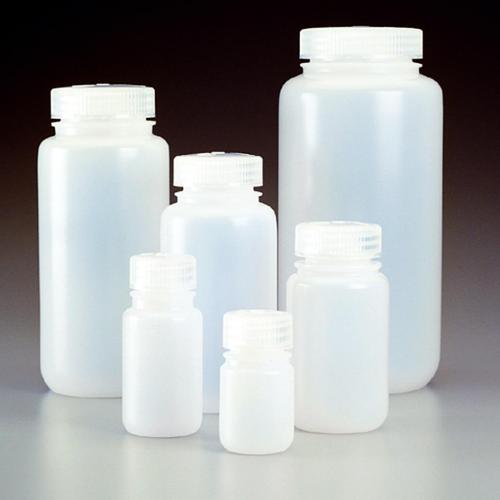 Wide-neck bottle 125 ml, PE-HD with screw-cap PP