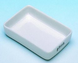 Incinerating dish, rectangular, porcelain, 10 ml
