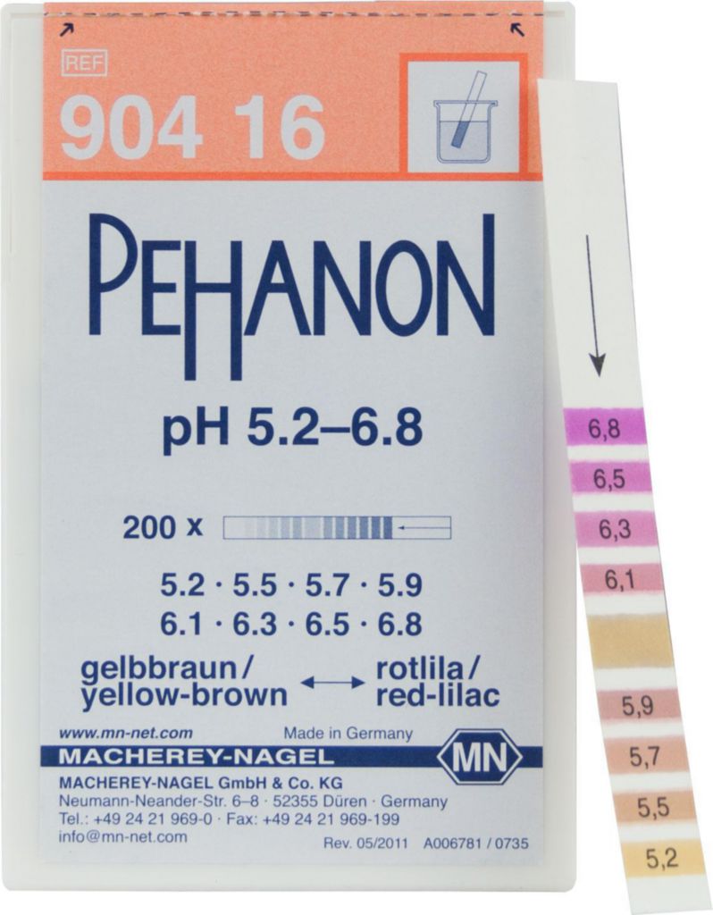 [9130605] pH indicator paper, Macherey-Nagel PEHANON, strips, pH 5,2 - 6,8, 200 pcs