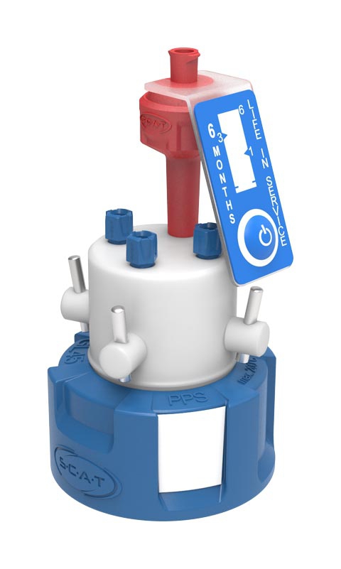 Reservoir cap, SCAT Safety Cap III V2.0, GL 45, 1 x air valve / 3 x capillary / 3 x shut-off