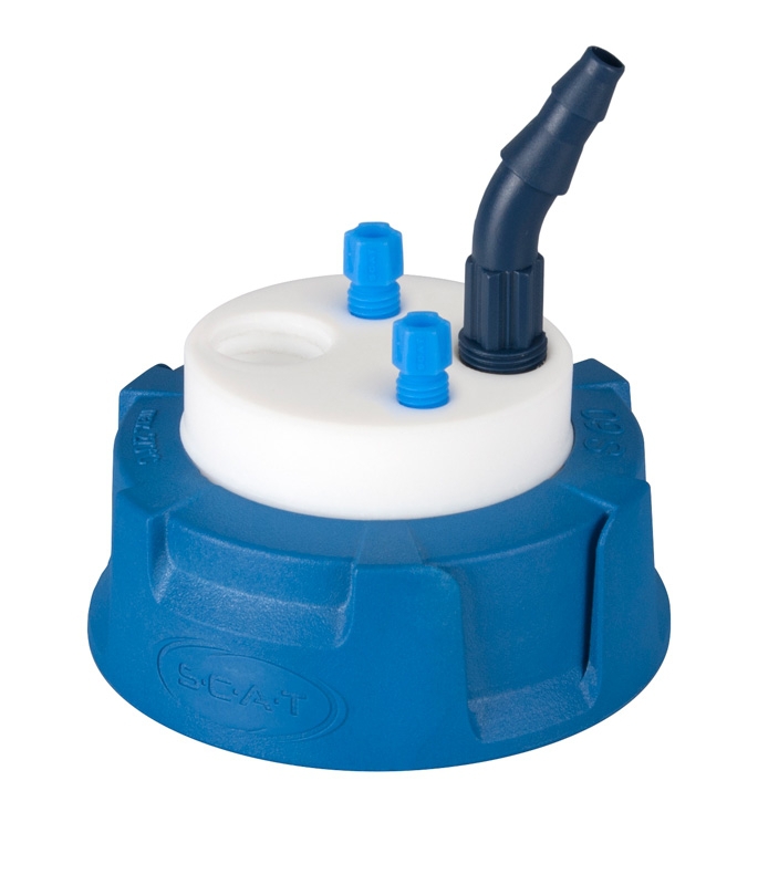 Waste cap, SCAT Safety Waste Cap V2.0, S 60/61, Type 7, 1 x GL 14 / 2 x capillary / 1 x fitting