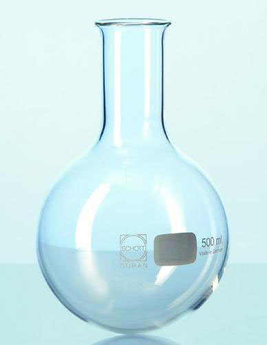 Flasks, round bottom, narrow n eck, Duran, Capacit