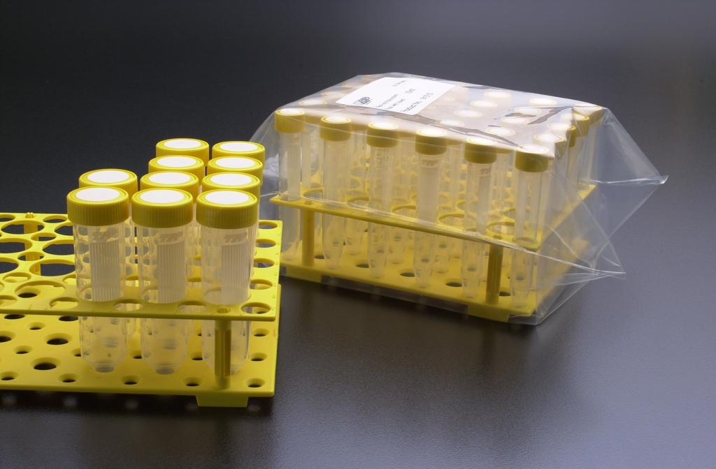 Centrifuge tubes in rack, TPP, 15 ml, conical, PP, 30 pcs + 1 rack