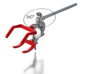 Condenser clamp with adjustabl e jaw positioning,