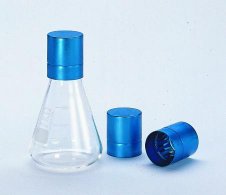 Caps, erlenmeyer, anodised alu minium, For neck di