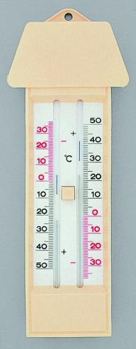 Maxima-Minima thermometer w/ push button, plastic