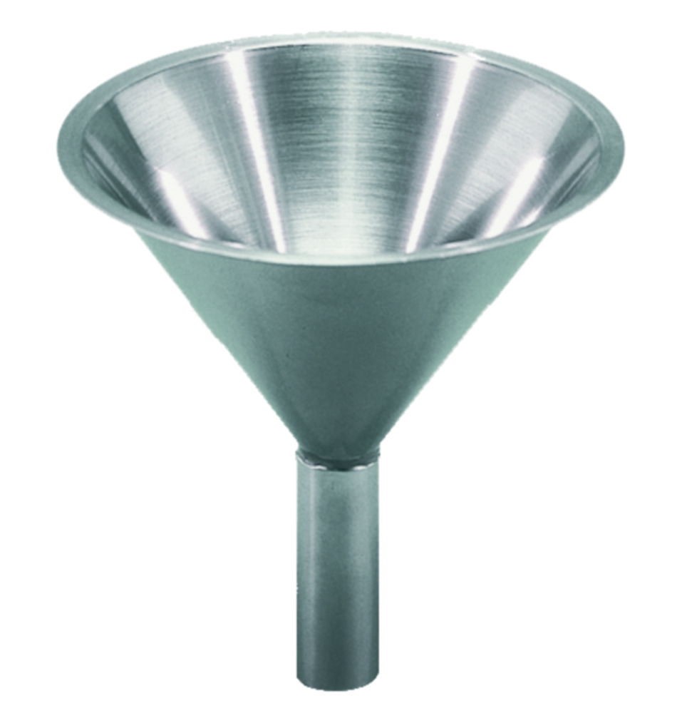 Funnel, powder, straight tube outlet, stainless, Ø155 mm