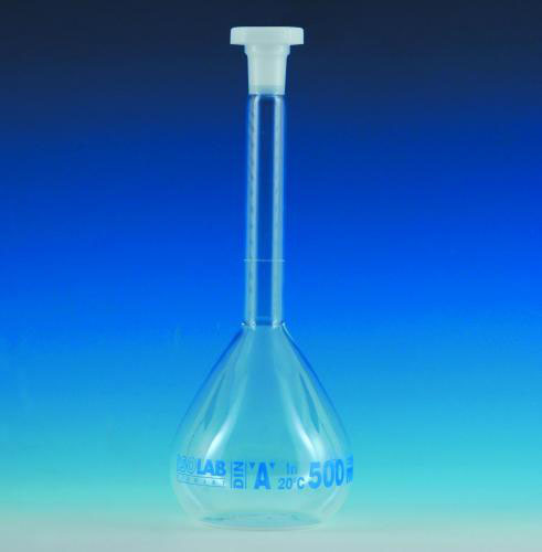 Volumetric flask, cl. A, NS14 PE stopper, 50 ml