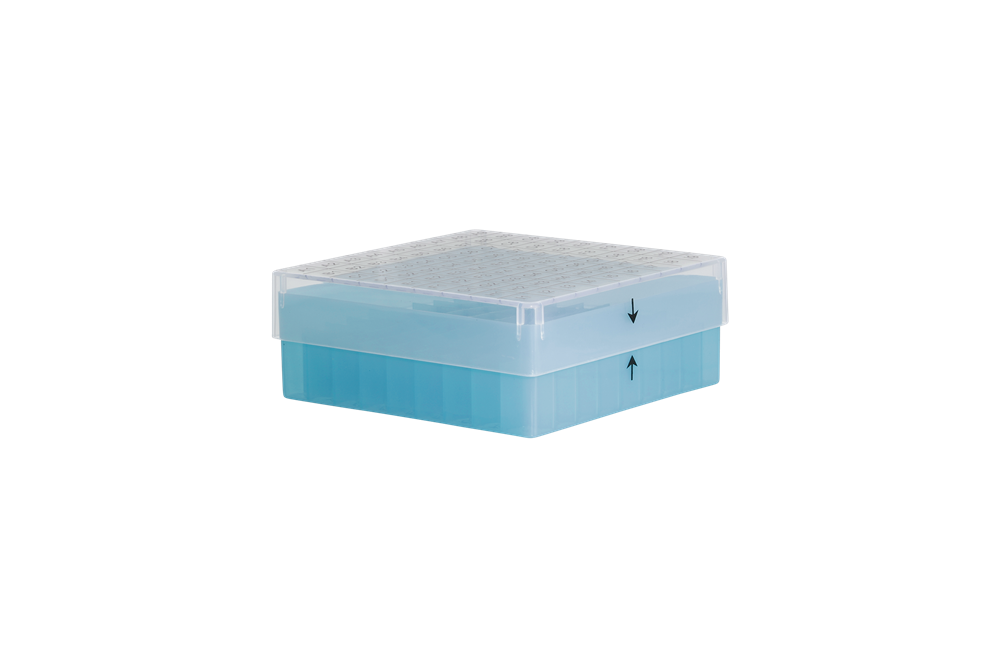 [9698708] Cryobox, 130 x 130 x 50 mm, PP, 9 x 9, 1/2 ml cryotube, blue