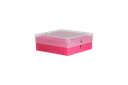 Cryobox, 130 x 130 x 50 mm, PP, 9 x 9, 1/2 ml cryotube, red