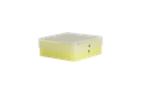 Cryobox, 130 x 130 x 50 mm, PP, 9 x 9, 1/2 ml cryotube, yellow