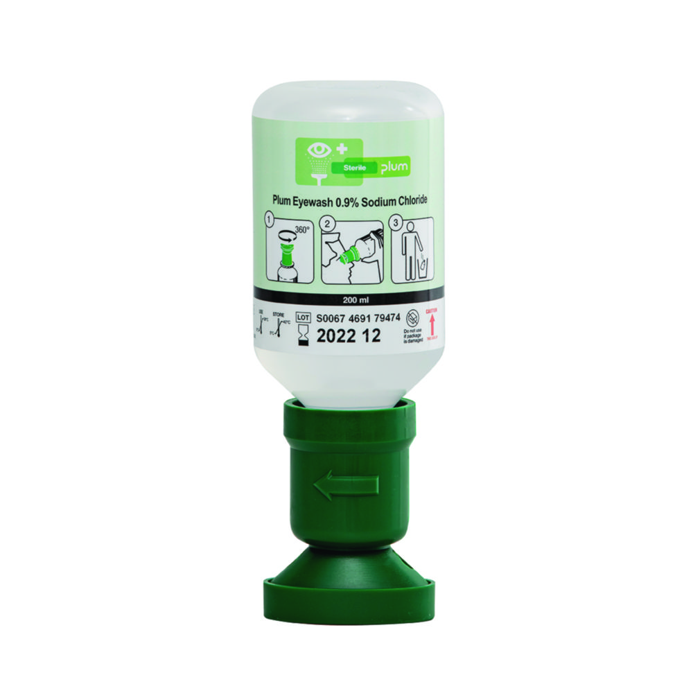 Eye wash bottle, B-Safety, 0,9% NaCl, sterile, 200 ml