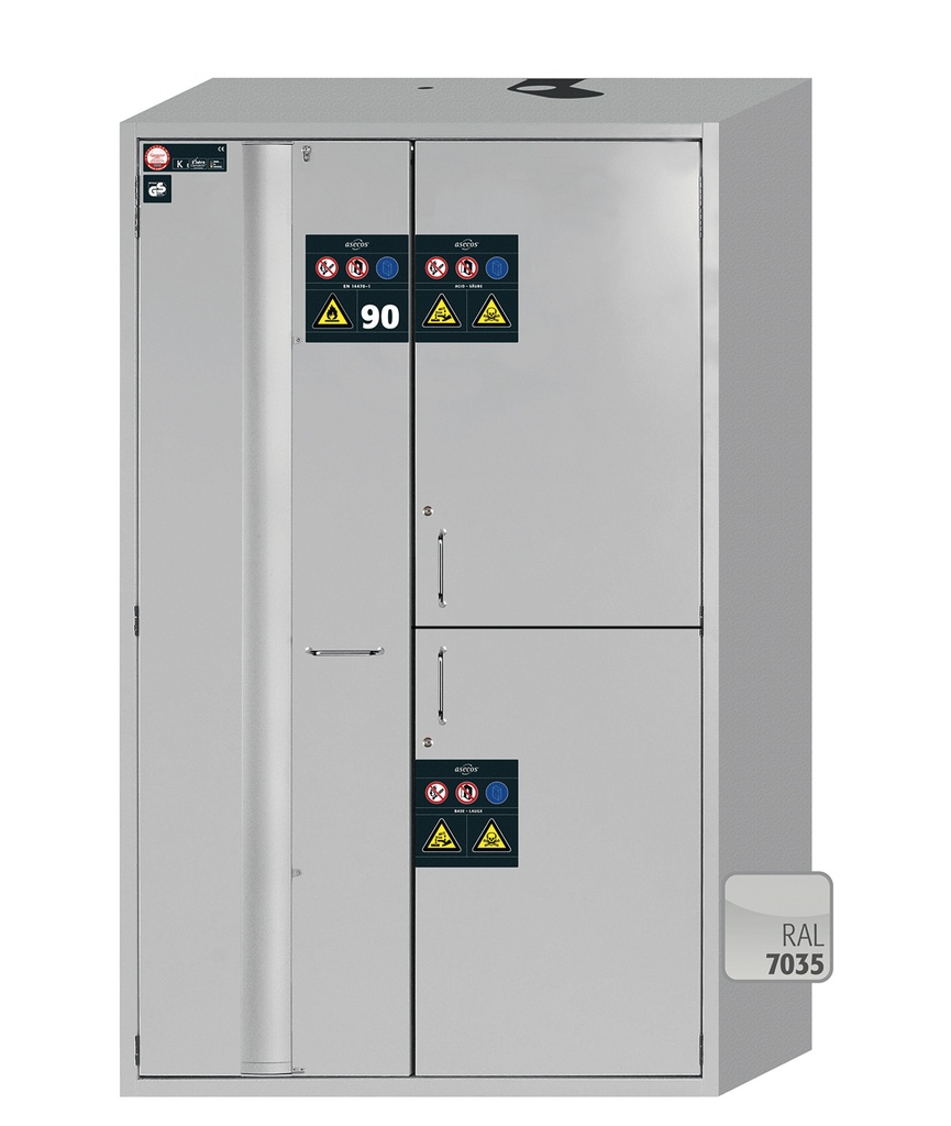 Chemicals Storage Cabinet, Asecos K-PHOENIX-90, width 120 cm, 3 shelves, sump, 4 drawers