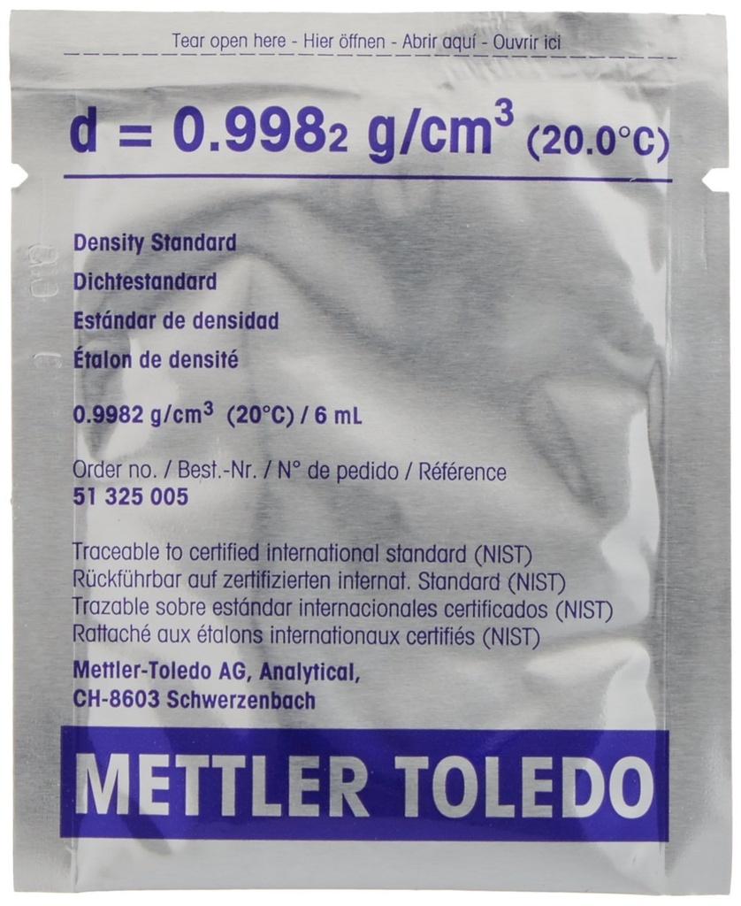 Density standard, Mettler-Toledo, for Densito 30PX, 10x6 mL