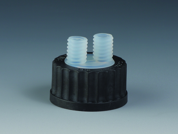 Bottle distributor for HPLC, Bohlender, PPS/PFA, GL 45, 2 x GL 14