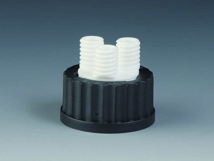 Bottle distributor for HPLC, Bohlender, PPS/PTFE, GL 45, 3 x GL 14