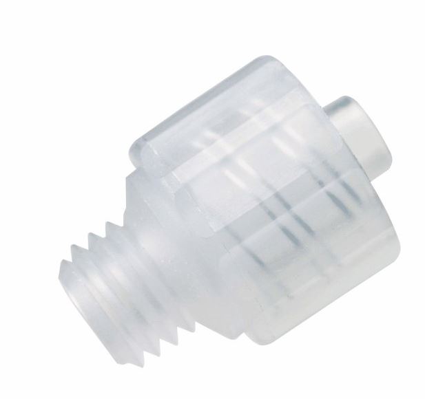 Adapter, polypropylene, male luer lock to 1/4-28 U